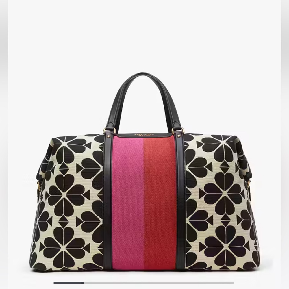 NWT Kate spade cream multi spade flower large weekender bag